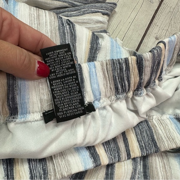 Zac & Rachel Striped Maxi Skirt Blue Gray taupe sz XL beach travel - Picture 6 of 6